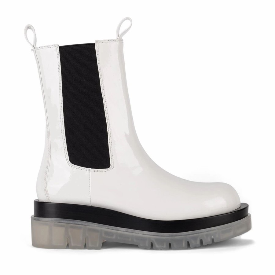 * Jeffrey Campbell Tanked-Cb Patent White Boots Boots