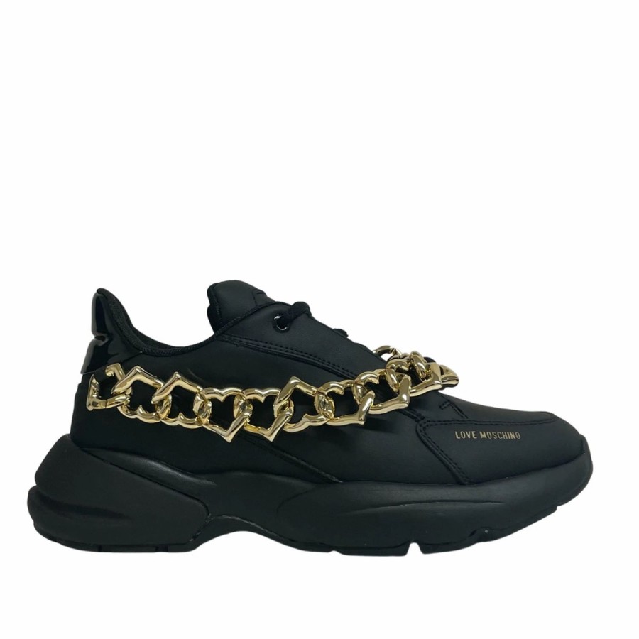 * Love Moschino Black W/Chain Sneakers Sneakers