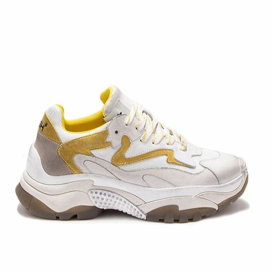 * Ash Addict White And Yellow Sneakers