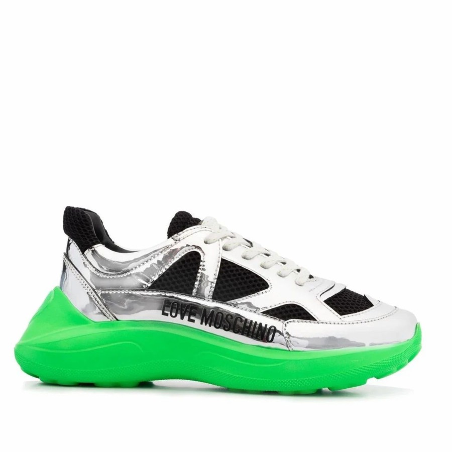 * Love Moschino Laminated Wedge Low-Top Sneakers Sneakers