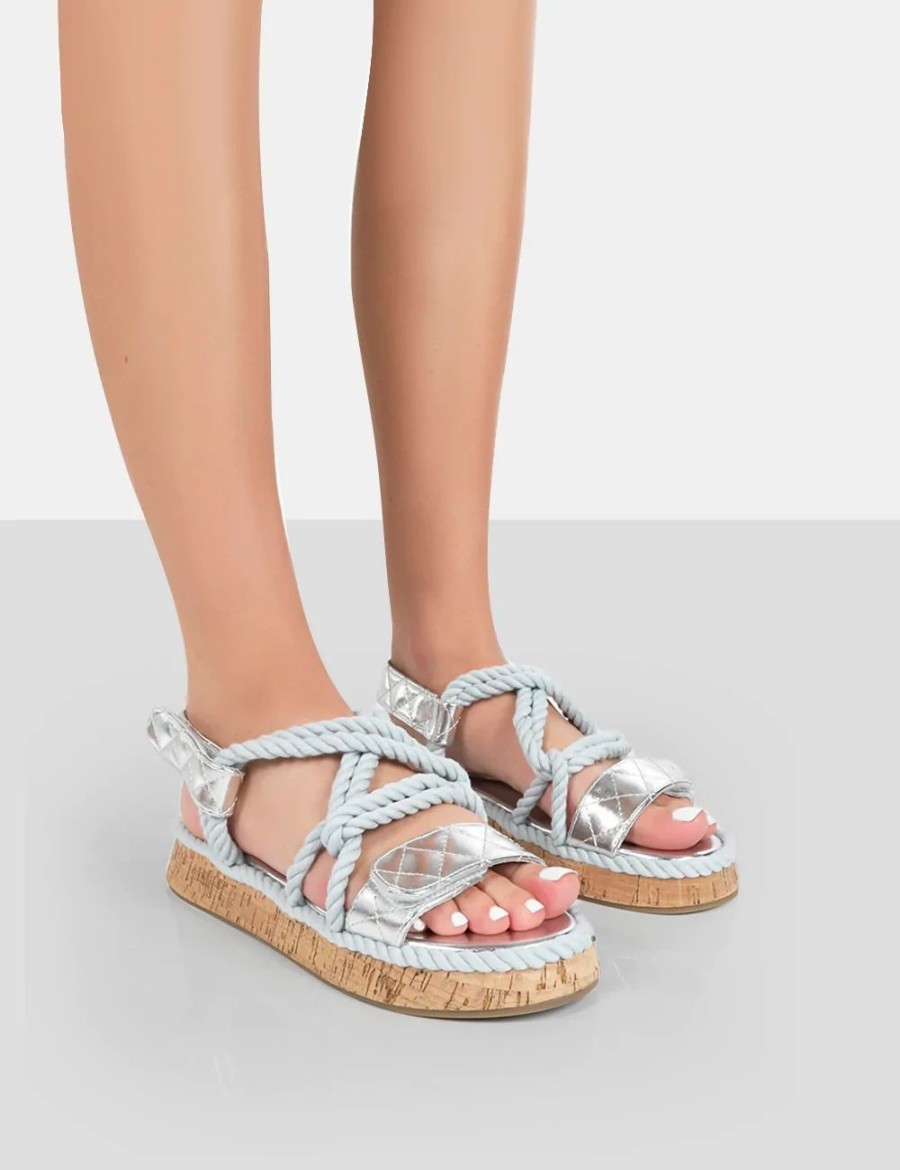 * Public Desire Miami Silver Rope Sandals