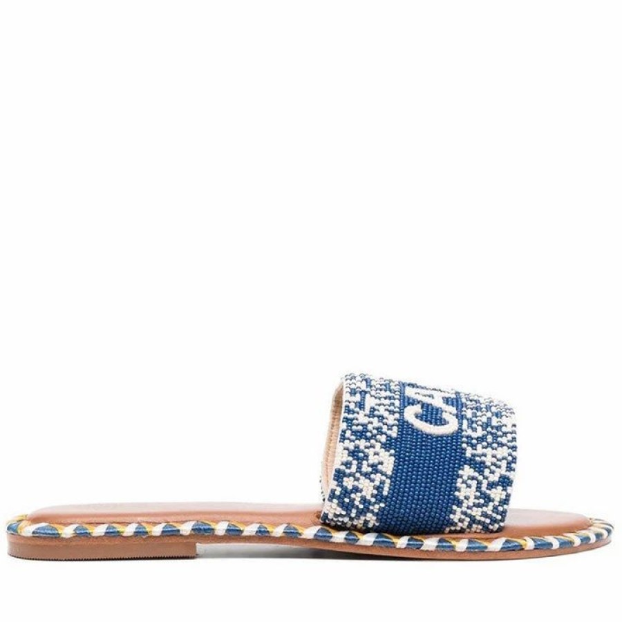 * De Siena Capri Beaded Blue Flats Flats