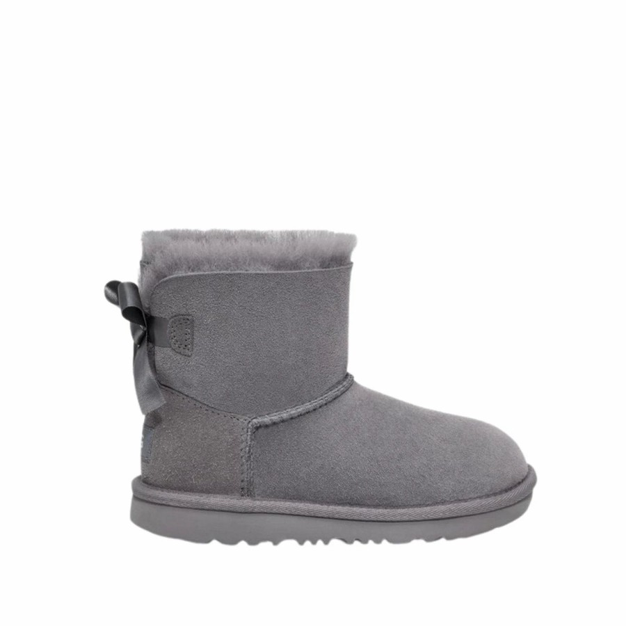 * Ugg Mini Grey Bailey Bow Ii Kids Boots