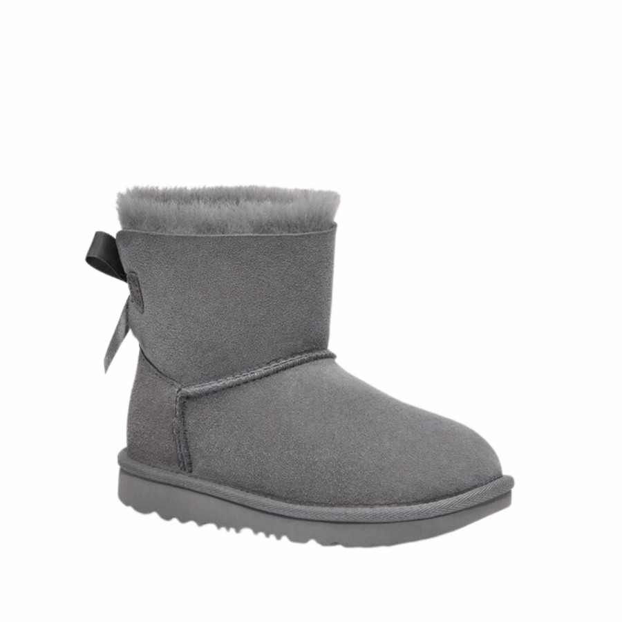 * Ugg Mini Grey Bailey Bow Ii Kids Boots