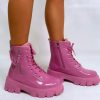 * Pink Patent Boots Boots