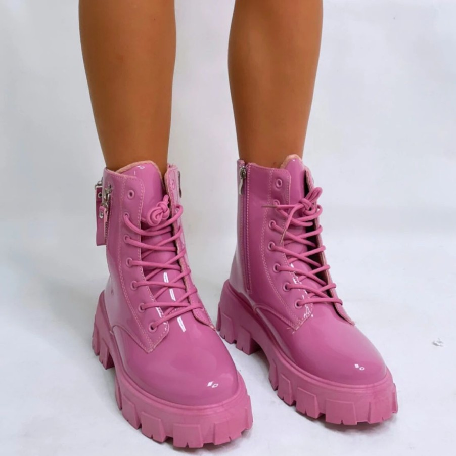 * Pink Patent Boots Boots