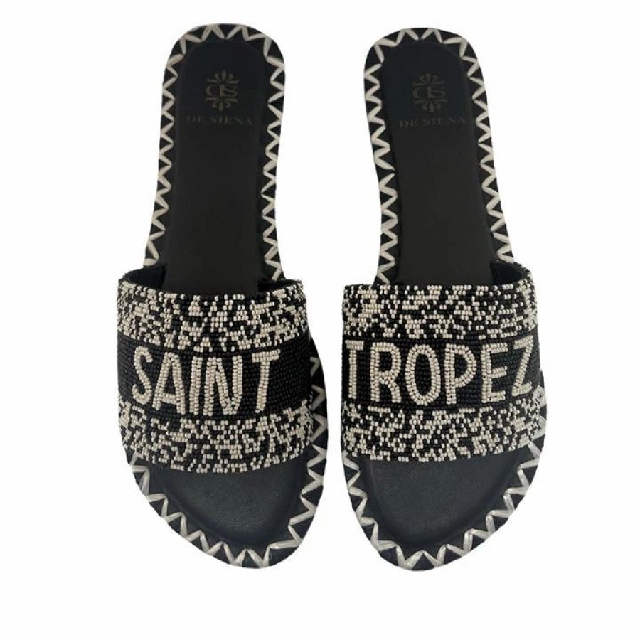 * De Siena Saint Tropez Beads B&W Flats Flats