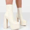 * Public Desire Supine Ecru Pu Boots