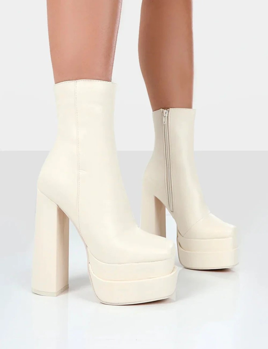 * Public Desire Supine Ecru Pu Boots