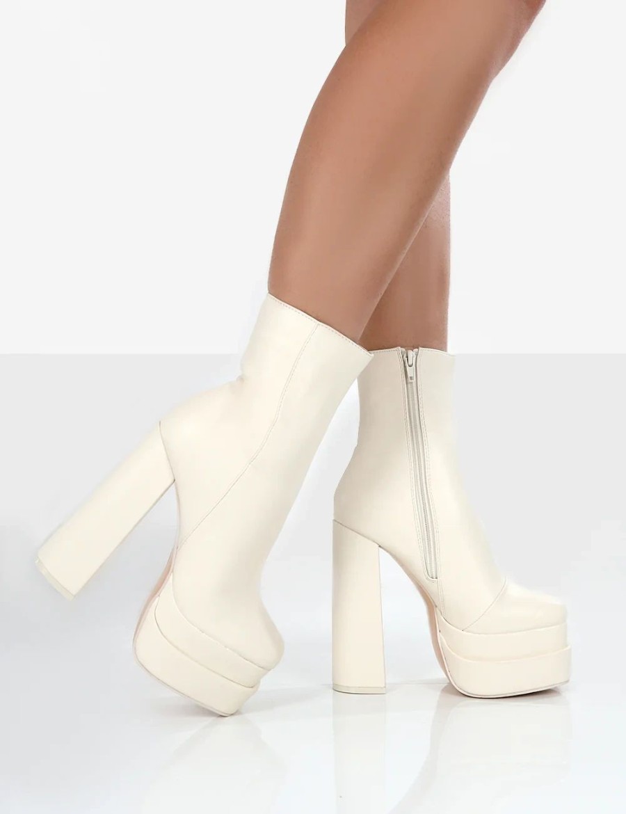 * Public Desire Supine Ecru Pu Boots