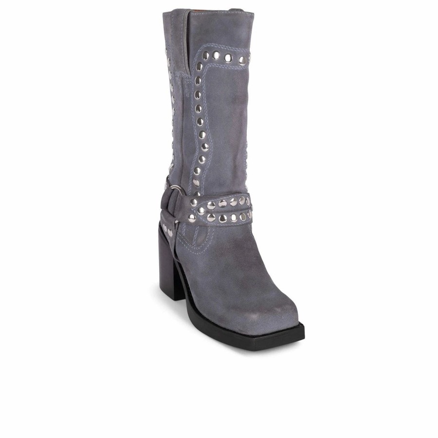 * Jeffrey Campbell Dusty Blue Suede Silver Boots