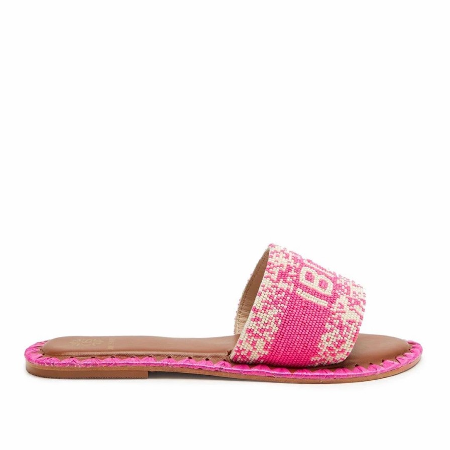 * De Siena Ibiza Beaded Fuschia Flats Flats