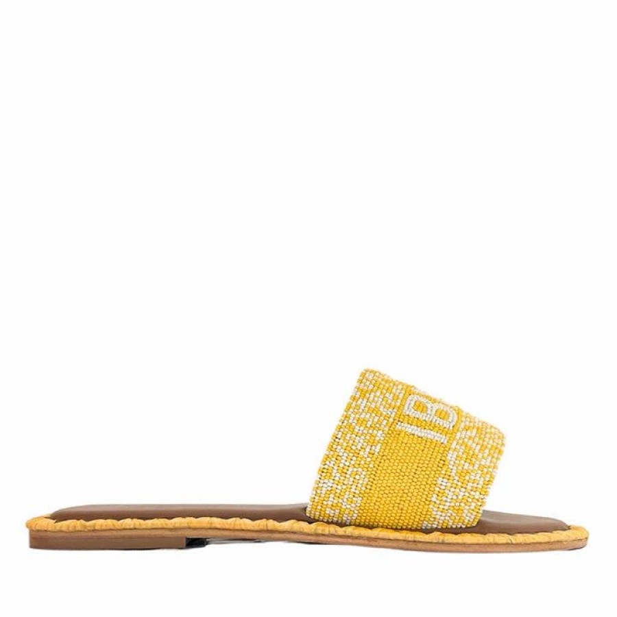 * De Siena Ibiza Beaded Yellow Flats Flats