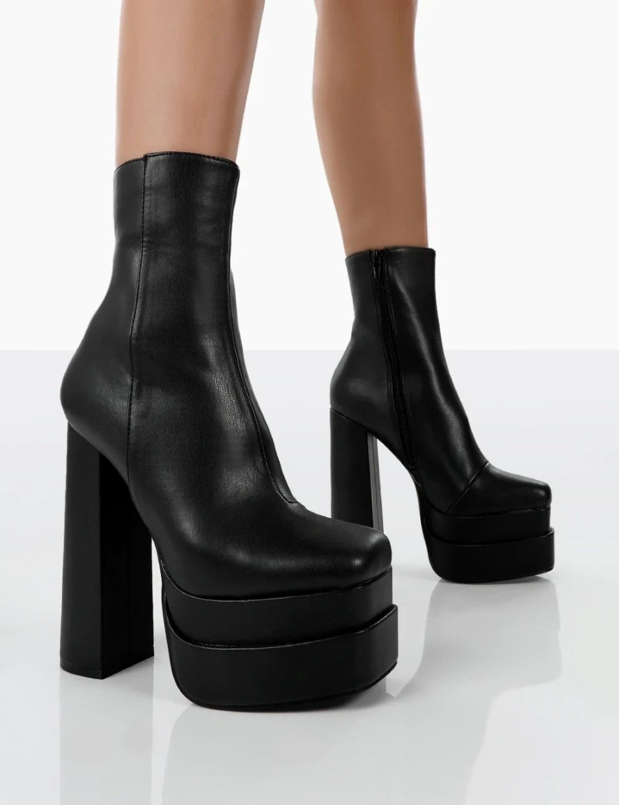 * Public Desire Supine Black Pu Boots