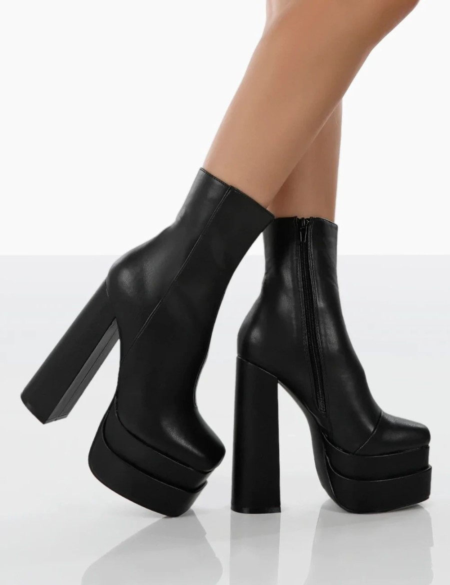 * Public Desire Supine Black Pu Boots