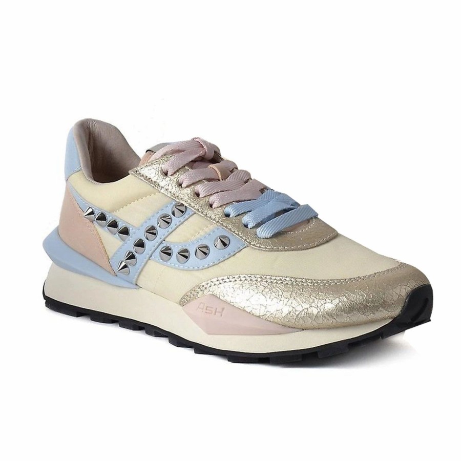 * Ash Spider 168 Studs Eco Trainers In Off White And Blue Sneakers