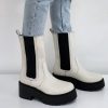 * White Leather Long Boots Boots