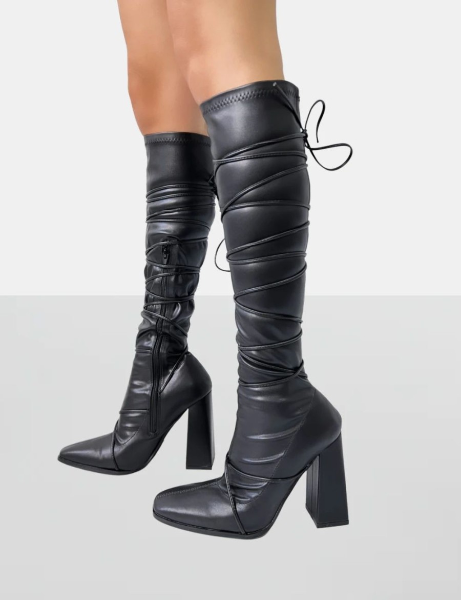 * Public Desire Caryn Laces Black Pu Boots