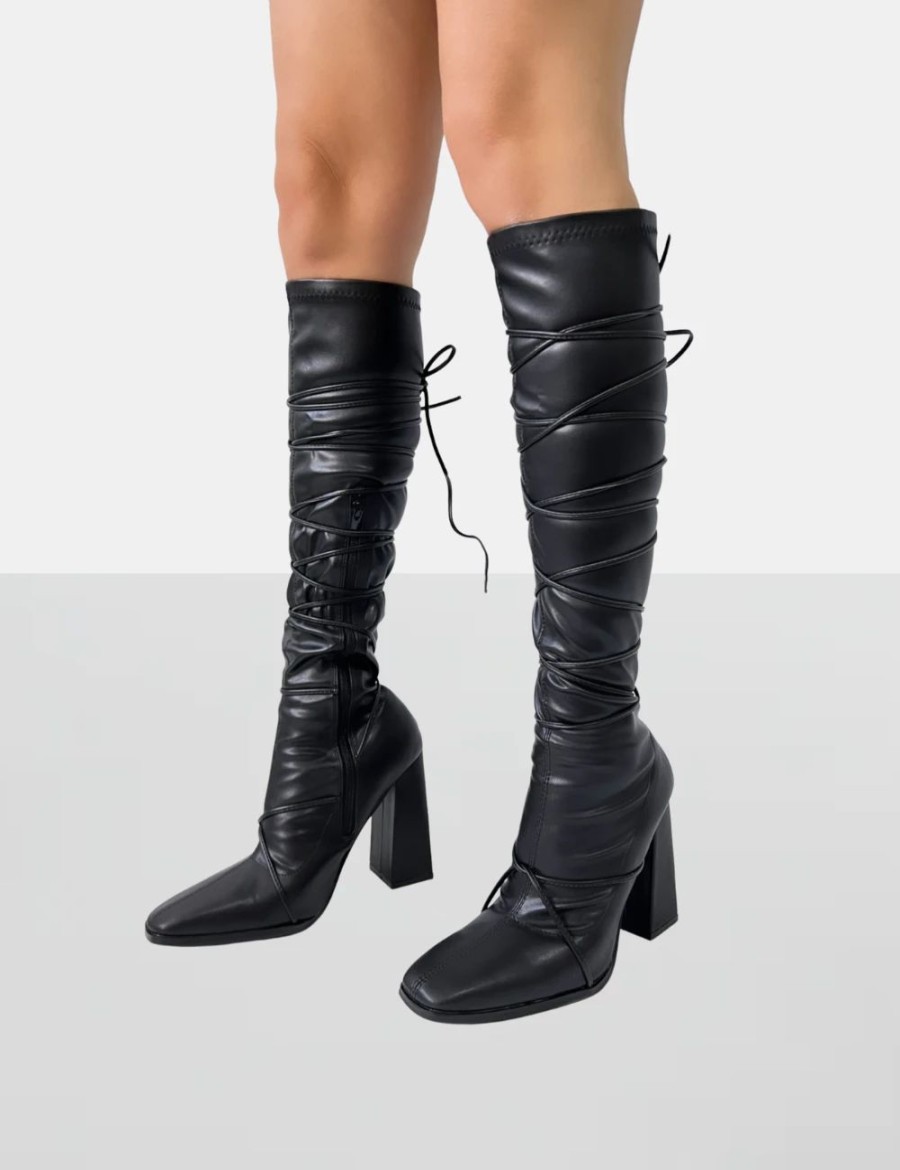 * Public Desire Caryn Laces Black Pu Boots