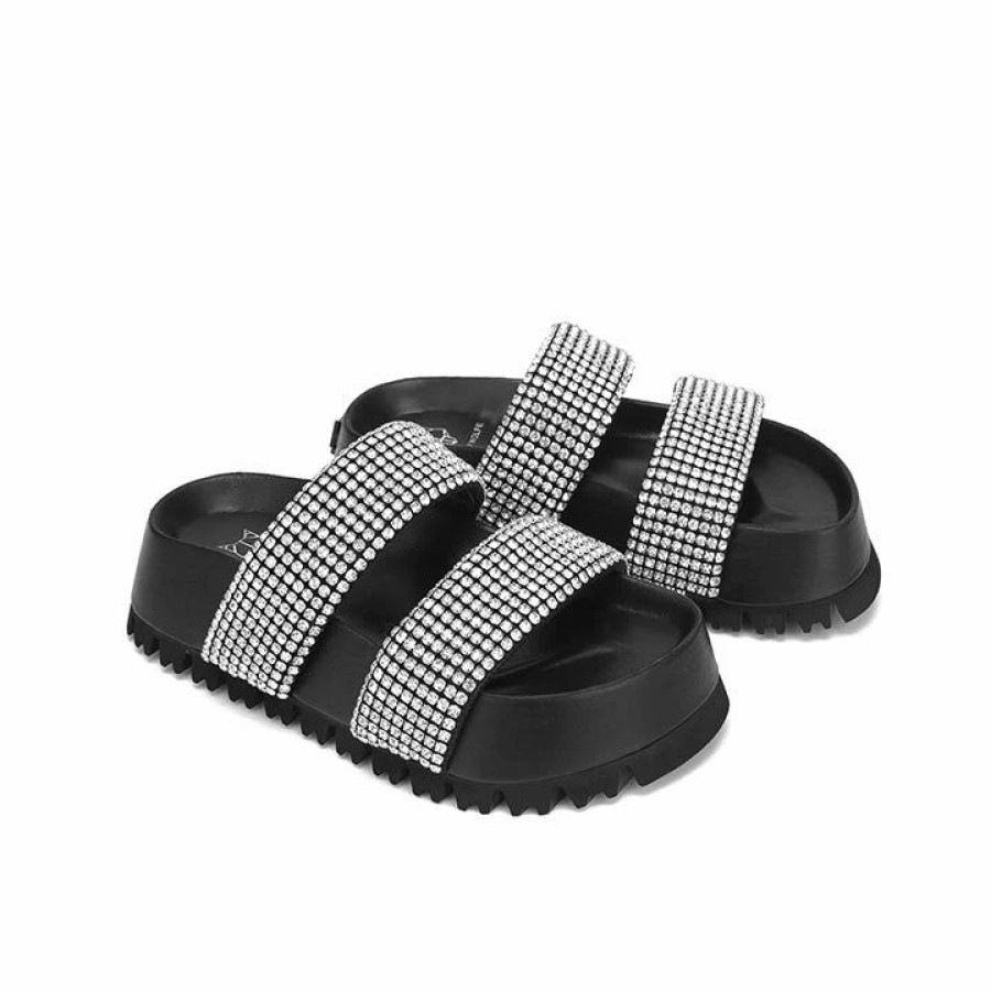 * Naked Wolfe Valencia Black Diamond Nylon Slippers Flats