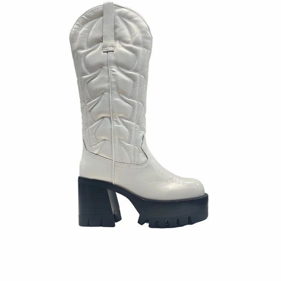 * Jeffrey Campbell Honky-Tonk White Platform Boots