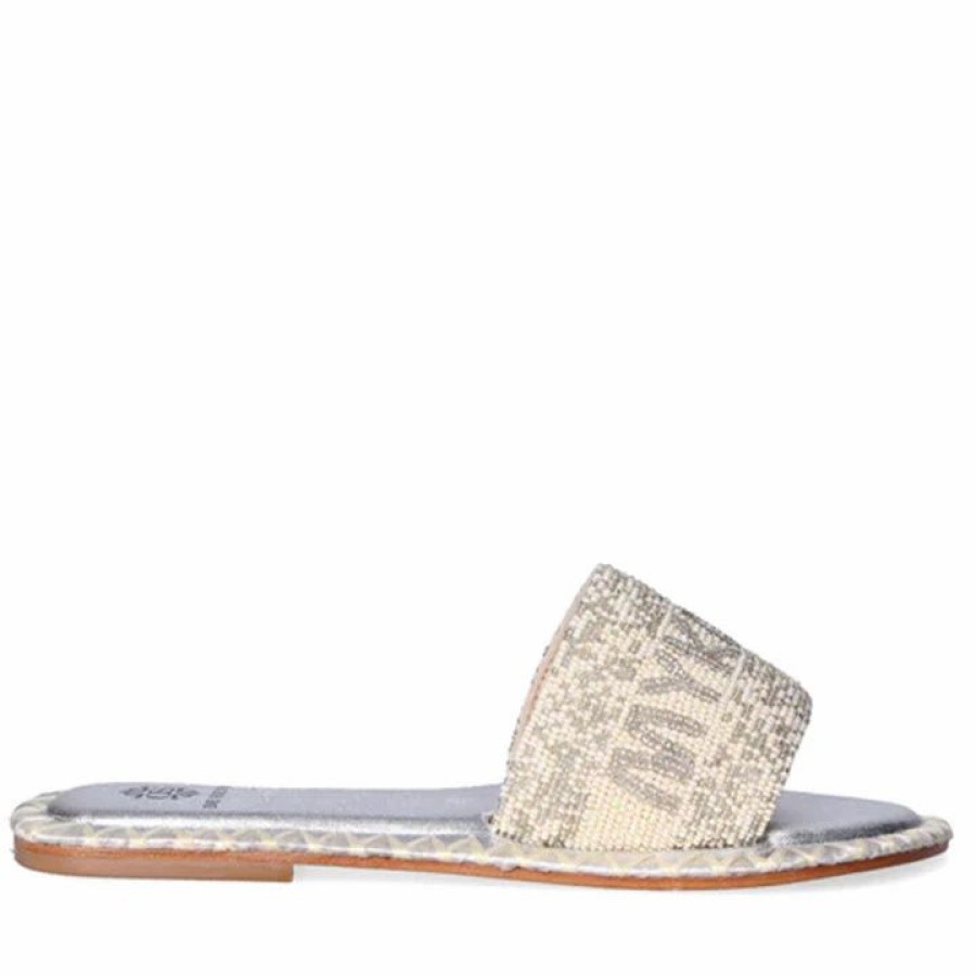 * De Siena Mykonos Beads Silver Milk Flats Flats