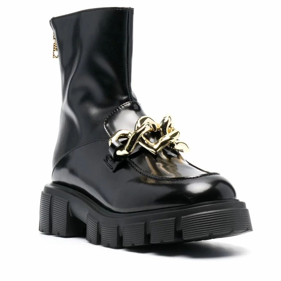 * Love Moschino Chain-Embellished Leather Boots Boots