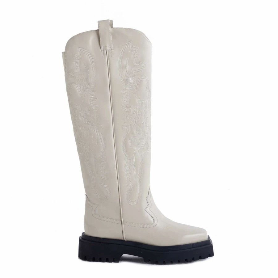 * Jeffrey Campbell Night-Ride Ivory Boots Boots