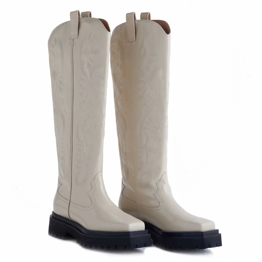 * Jeffrey Campbell Night-Ride Ivory Boots Boots